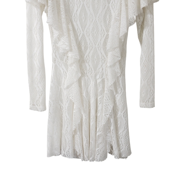 Free People Rock Candy Lace Ruffle Mockneck Sheer Flare Mini Dress Size Small - Picture 3 of 14